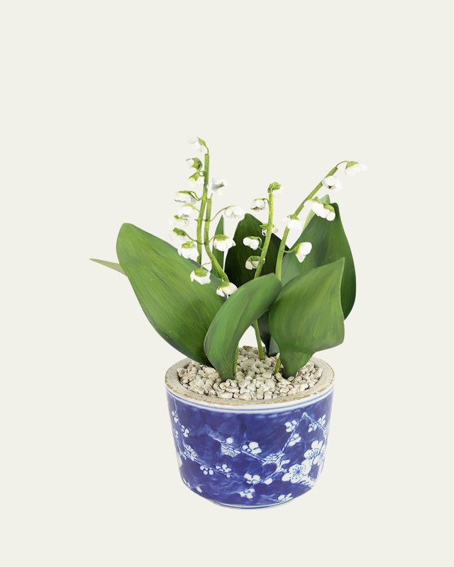 Lily of the Valley May Birth Flower in Ceramic Pot